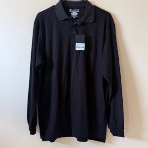 Lapg Operator Tactical Performance Long Sleeve Collared Polo Shirt Black SZ L